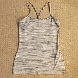 Lululemon Power Y Tank Top Yoga Workout Summer Soft Grey White Stripes 🤍